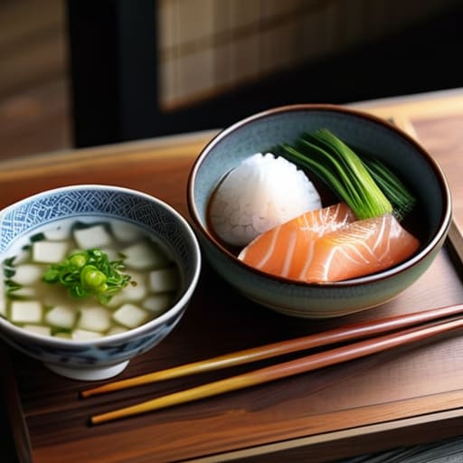 Authentic Japanese breakfast tradition meal spread.