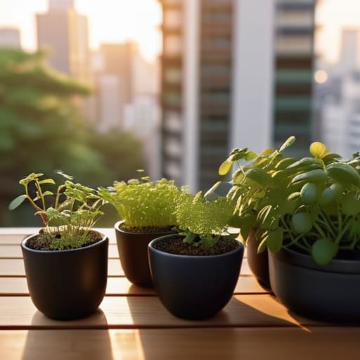 Urban gardening Japan in apartment balcony.