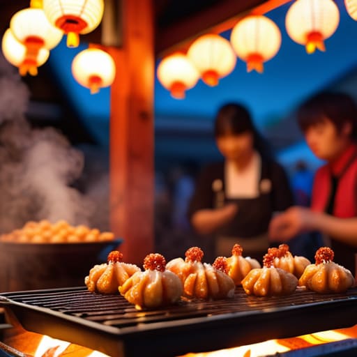 Eating at Japanese Matsuri Food Stalls