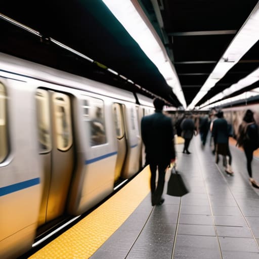 Navigating public transportation during rush hour.